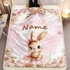 Coperta con Coniglio Personalizzata Nome Coniglio Ballerina Pile Coperta Regalo per Bambine Morbida Calda Tutte le Stagioni Decorazioni per Bambini