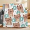 Cartoon Cat Flannel Blanket - Soft Digital Print Blanket for Camping/Sofa/Bed, Comfortable Men/Women Gift for All Seasons