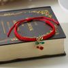 Fashion Simple Rhinestone Cherry Braided Bracelet for Women Delicate Colorful Charm Rope Bracelet Girls Party Jewelry Gift