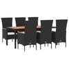 VidaXL Ensemble à dîner de jardin et coussins 7pcs Noir Résine tressée 3157532
