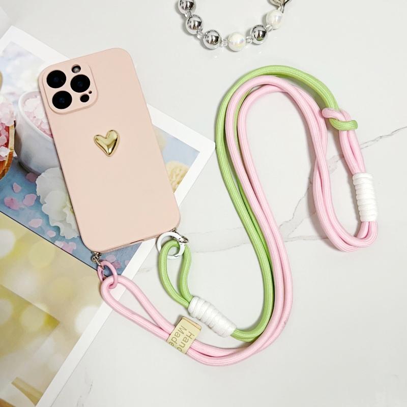 Crossbody Lanyard Case For Xiaomi 15T Mi 17 Pro Max Redmi 15 15C Note 14 Pro Plus 14C 14T Strap Shockproof Anti-Loss Love Cover