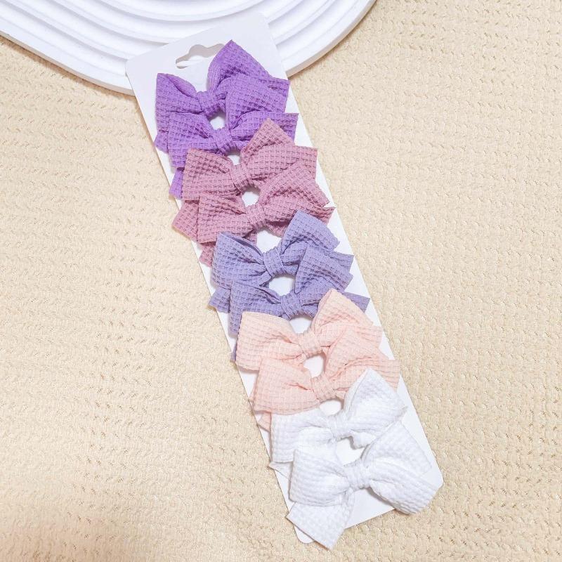 6/10Pcs Sweet Cute Solid Ribbon Bowknot Hair Clips for Baby Girls Handmade Bows Hairpins Barrettes Headwear Kids Hair Accessories