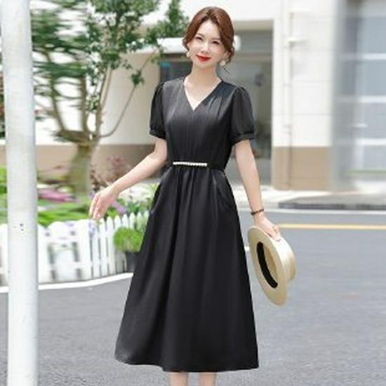 Elegant Summer Short Sleeve Dress for Middle-Aged and Elderly Women - New 2026 Chinese Style XL