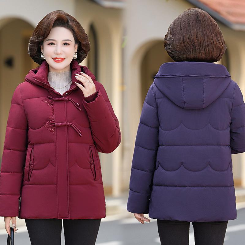 Middle-aged and Elderly Women's Winter Cotton Clothes Plus Velvet and Thickened Elderly Winter Cotton Clothes
