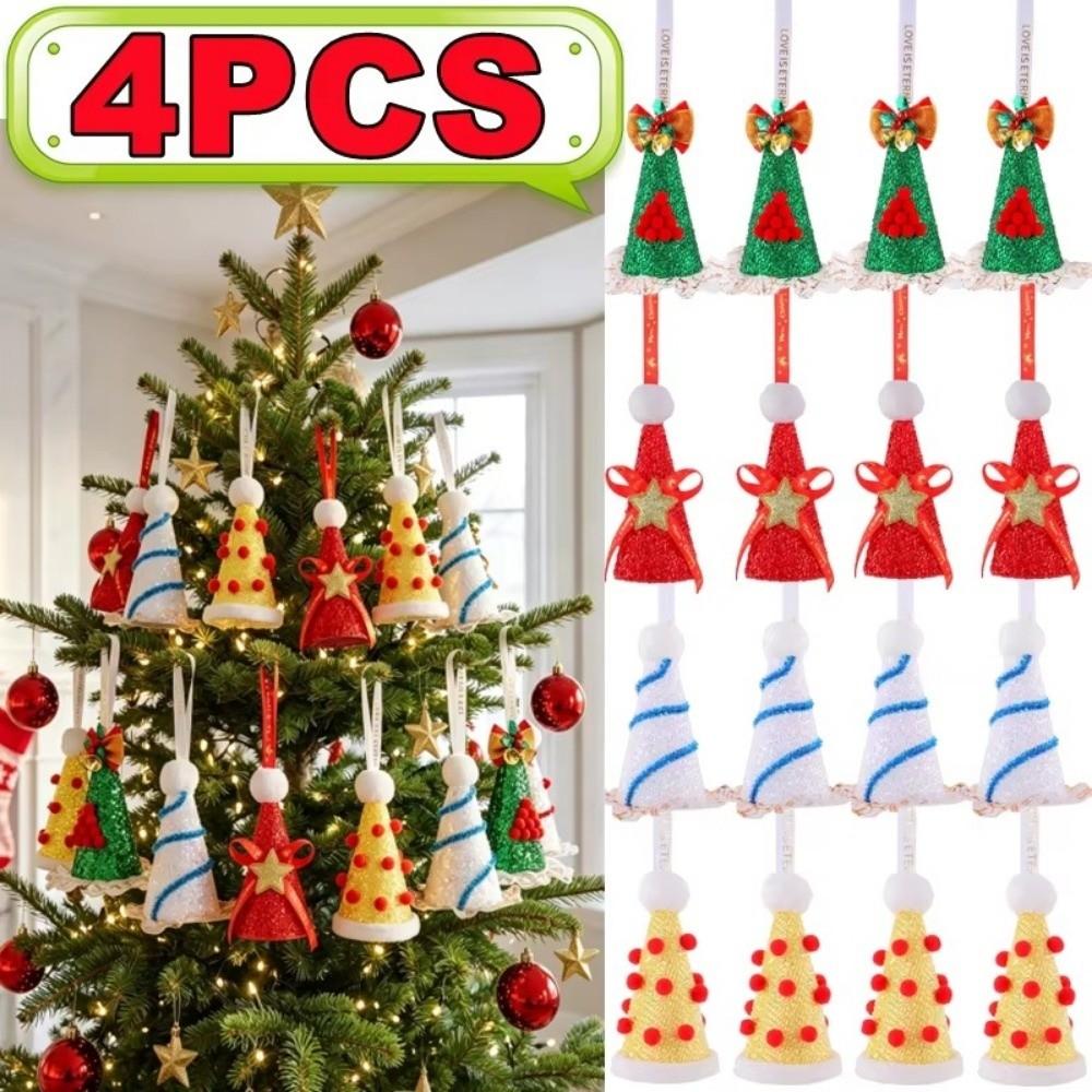 Handmade Cone‑Shaped Christmas Pendant Sequin Christmas Hat Ornament Home Party Supplies