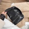 Simple Black Rock Bag Retro Lingerie Girl Shoulder Bag Fashion Soft Chain Girl Crossbody PU Material Car Stitching Craft Decorat