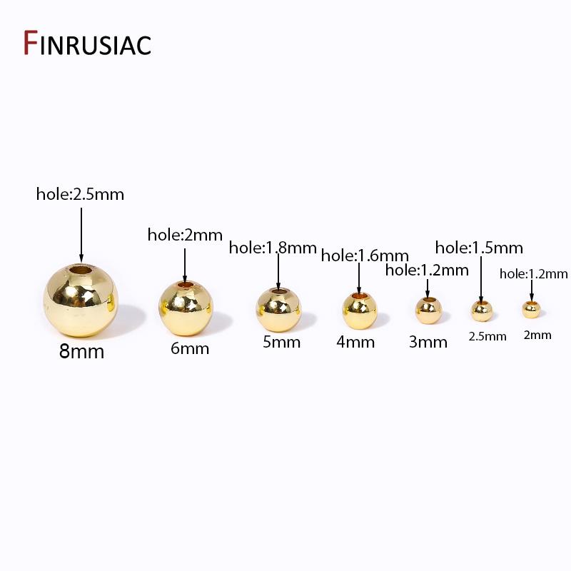 

Wholesale 18K Gold Plated Brass Smooth Round Spacer Beads For DIY Jewelry Making Accessories Bracelet Necklace Making Supplies 2mm-100 Pcs