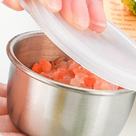 1/6Pcs Salad Dressing Containers 40ml Stainless Steel Sauce Cup Reusable Leak-Proof Condiment Sauce Dip Containers with Silicone Lids