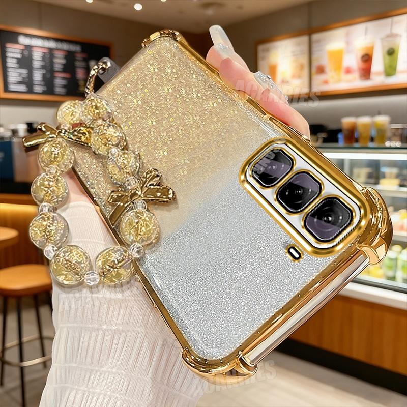 

Роскошный шнурок-звезда, ремешок на запястье, гальванизированный блестящий противоударный силиконовый чехол для Infinix Hot 50 60 Pro Plus 4g 40 30 50i, задняя крышка Infinix Hot 30