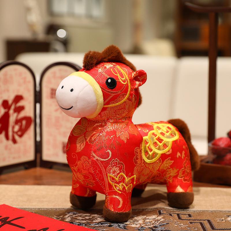 Chinese Style Plush Toy Horse Year Mascot With Short Plush Material For New Year Gift And Prosperity Decor