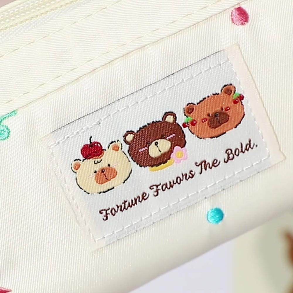 Bear Pattern Stationery Bag Large Capacity Pen Pencil Case Kawaii Pencil Bag  School