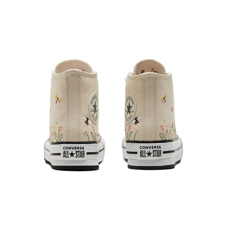 Converse All Star Lift Platform High PreSchool 'Floral Embroidery - Natural Ivory' (Unisex) Natural Ivory / White / Black