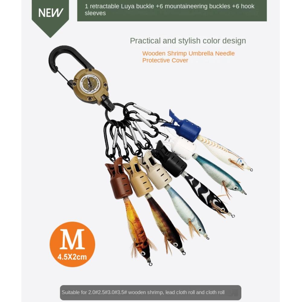 6pcs Kits Durable With Carabiner Squid Jig Fishing Tackle Bait Protector Webfoot Octopus Egi Hooks Cover
