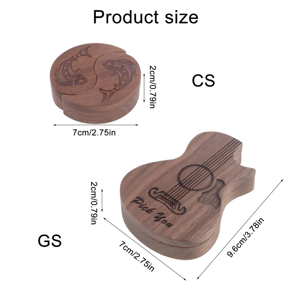 Wood Guitar Pick Storage Box Container Portable Guitar Pick Box Holder Rotating Open Guitar Pick Collector Birthday Gift