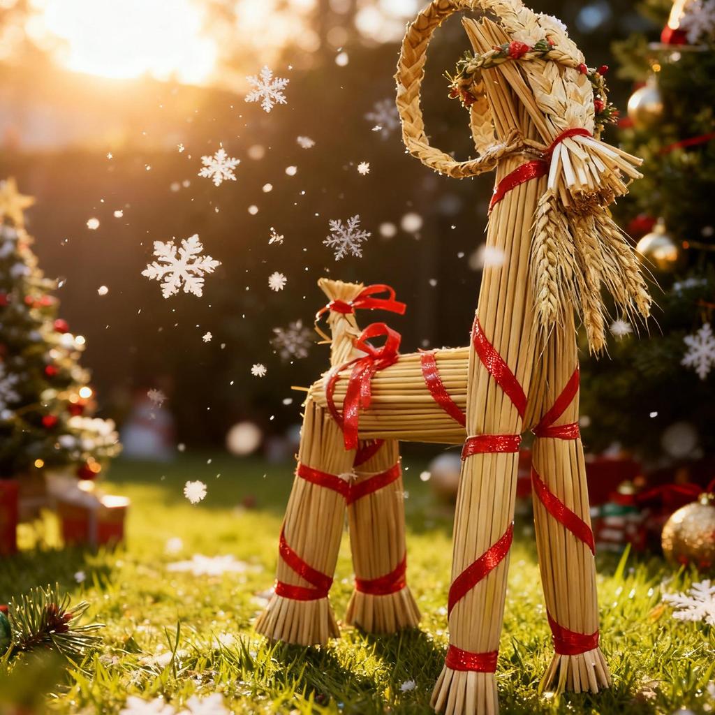 Julhalm Yule-get Julhalmget Svensk tradition Prydnader halmflätade högtidstraditionsprydnader