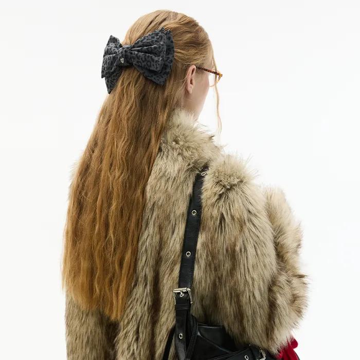 Leopard Big Ribbon Hairpin