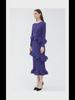 Women's 2025 Spring Miyake Ruffled Long-Sleeve Lace-Up Dress, Medium-Length, Slim Fit, Pleated Bottom Skirt.