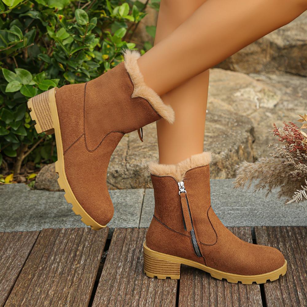 Fashion Winter Thick Plush Snow Boots Women Faux Suede Non-slip Woman Keep Warm Cotton Padded Shoes Platform Ankle Booties Size 36-43