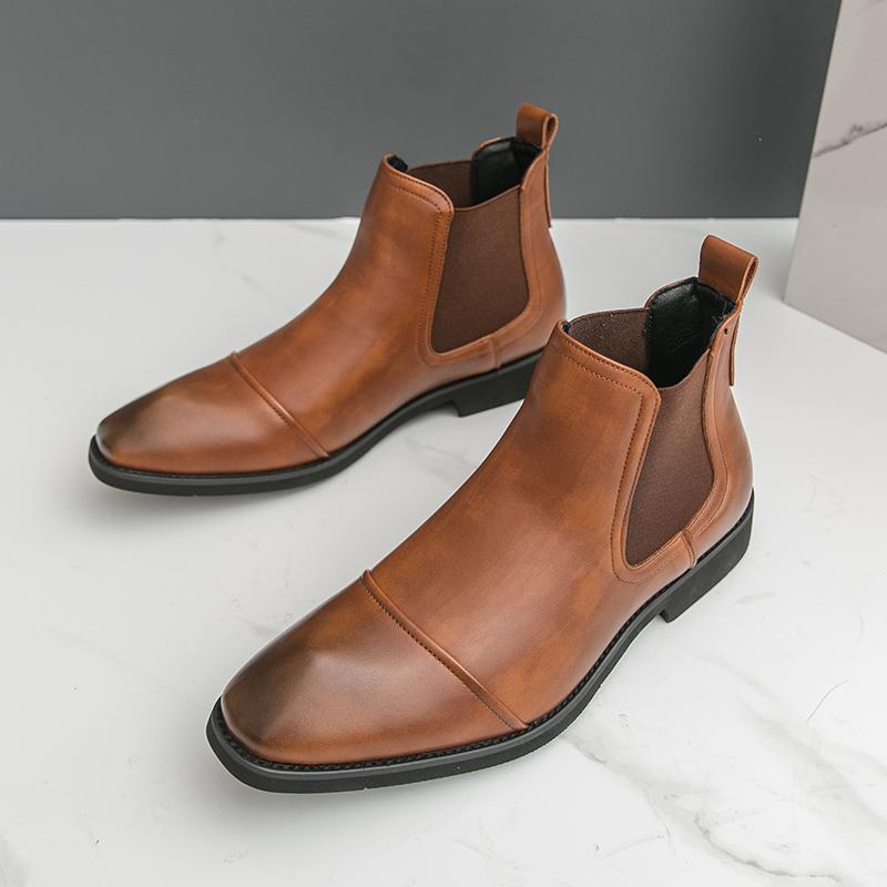 Größe 38-46 Business Herren Chelsea Lederstiefel American Casual Bequem Business Büro Markenstiefel Gesellschaftsstiefel Schwarz Braun