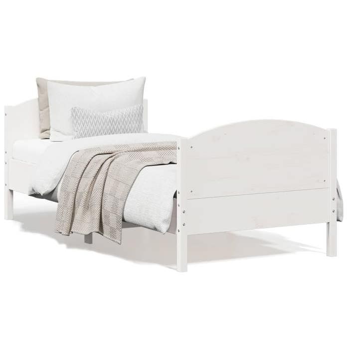 VidaXL Bed Frame with Headboard White 90x190cm Solid Pine Wood 842571