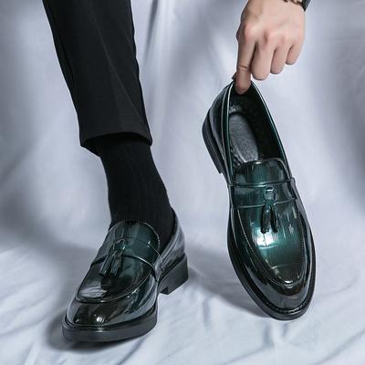 Classic Brand Men's Loafers Trend Green Men's Banquet Dress Shoes Business Shoes Men's Genuine Leather Casual Shoes Non Slip