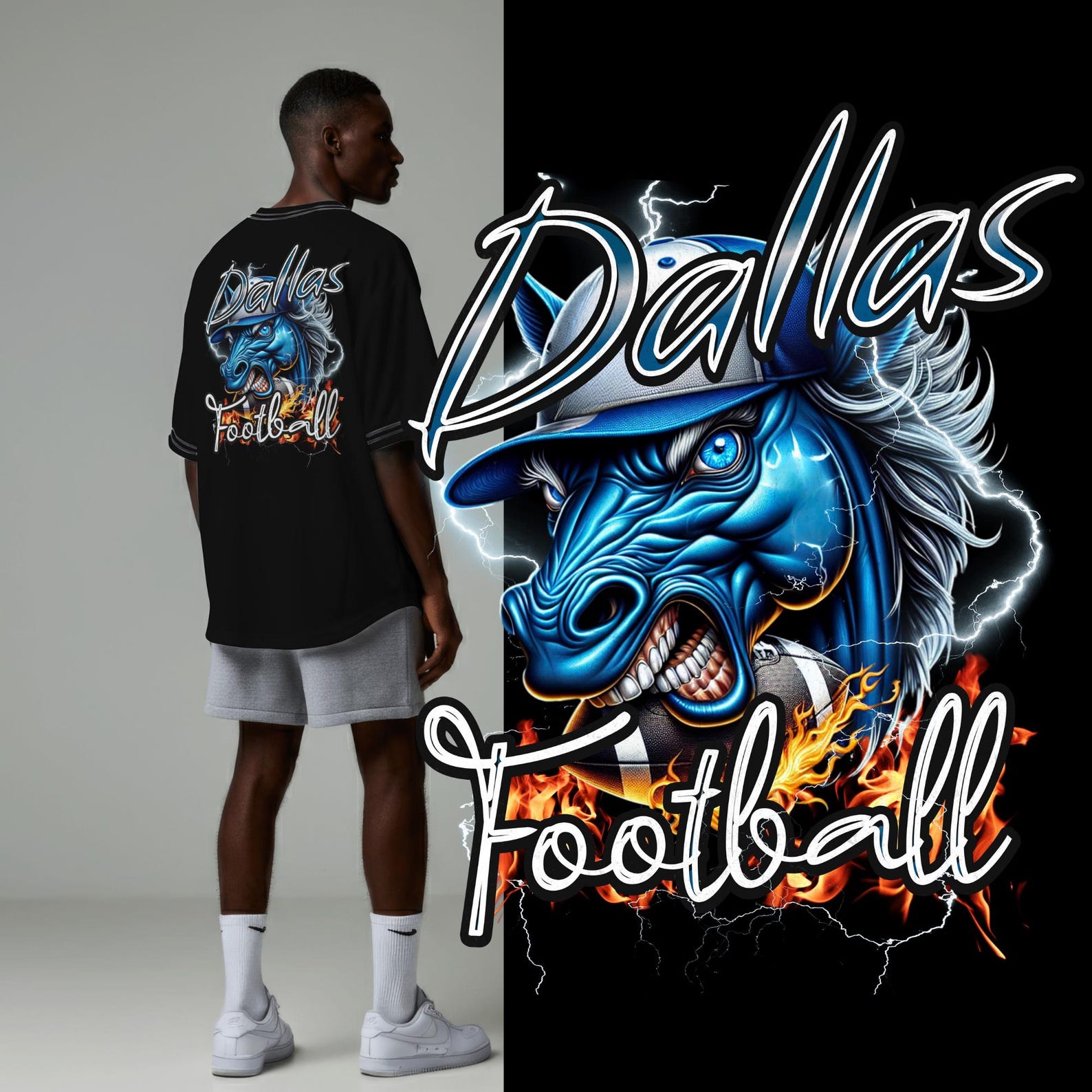 Dallas Football PNG: Texas Game Day Design for Shirt 2XL