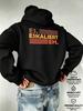 Hooded ES ESKALIERT EH Striped German Text Print Western Individual Style Casual Sweatshirt