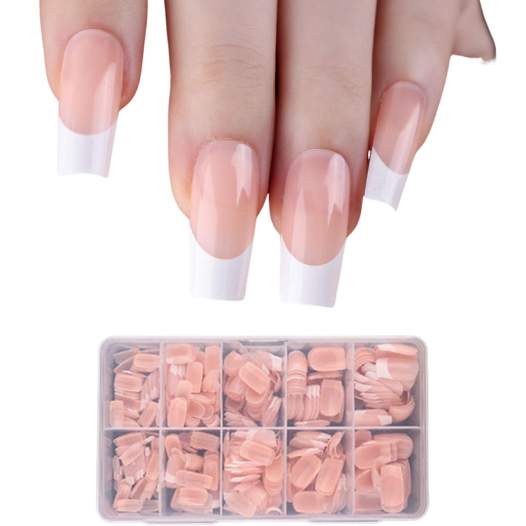 600x Almond False Nails Press On Nail French Tip False Nails Ballerinas Full Cover Stick On Nail Manicures Supplies