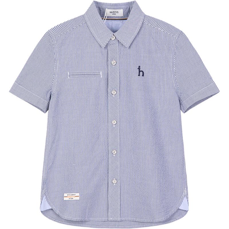 HAZZYS Boys Blue White Stripe Short Sleeve Polo Shirt 160
