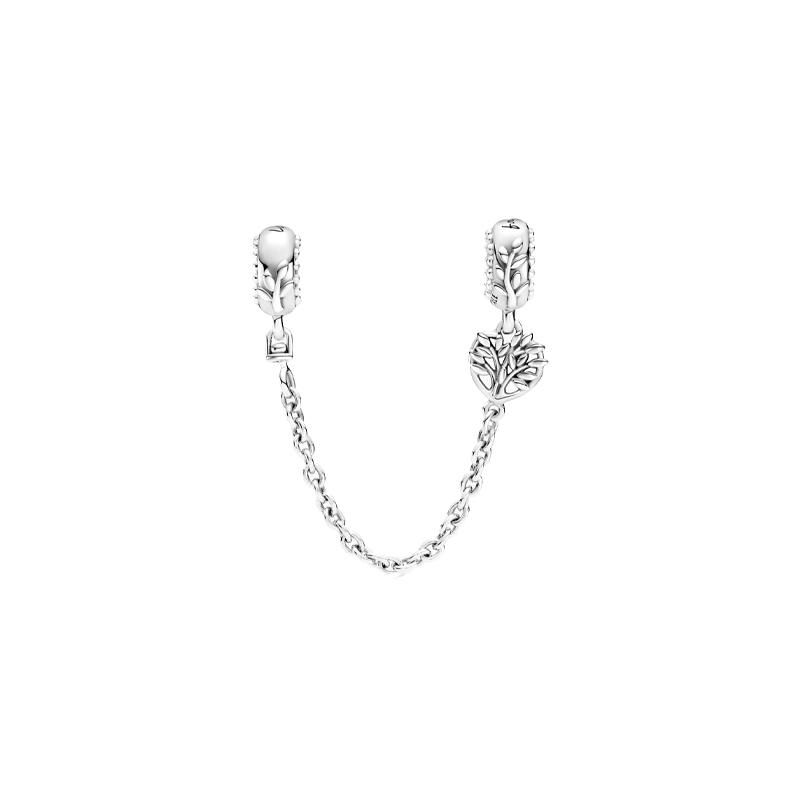 Pandora Silver Heart Shape Family Tree Safety Chain 799293C00