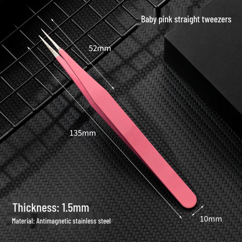 Black Anti-Static Stainless Steel Curved Tip Tweezers Set for Nail Art, Journaling, and Repairs
