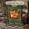 Wolf Fox Theme Throw Blanket Custom Name Text Personalized Blanket Soft Cozy Blanket for Home Sofa Bed