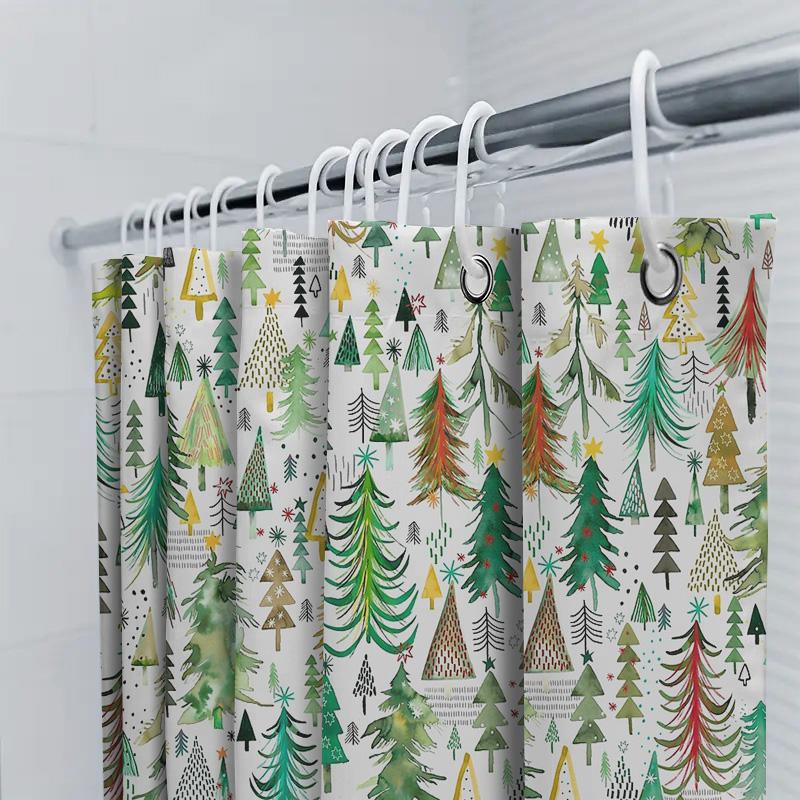 Forest Deer Botanical Shower Curtain Nature Trees Woodland Bathroom Decor Rustic Farmhouse Shower Curtains Vintage Greenery