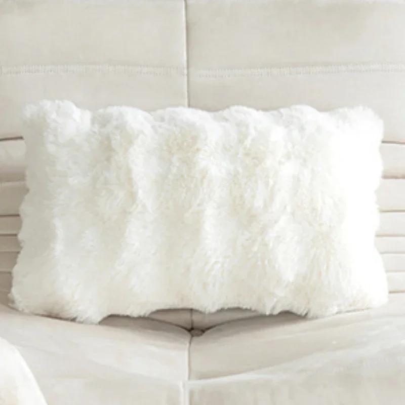 Winter Imitation Rabbit Hair Bubble Plush Throw Pillow Case Bedroom Living Room Sofa Soft Comfortable Pillow Sleeve Hand Warmer