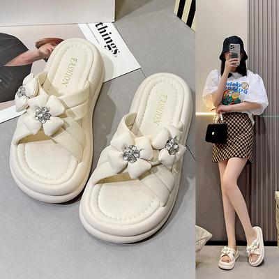 Сандалии Тапочки Женские Летние Уличные Тапочки Женские Милые Тапочки Плоская Подошва Одно Слово Сандалии Тапочки Партия Модные Женские Летние Дышащие Туфли