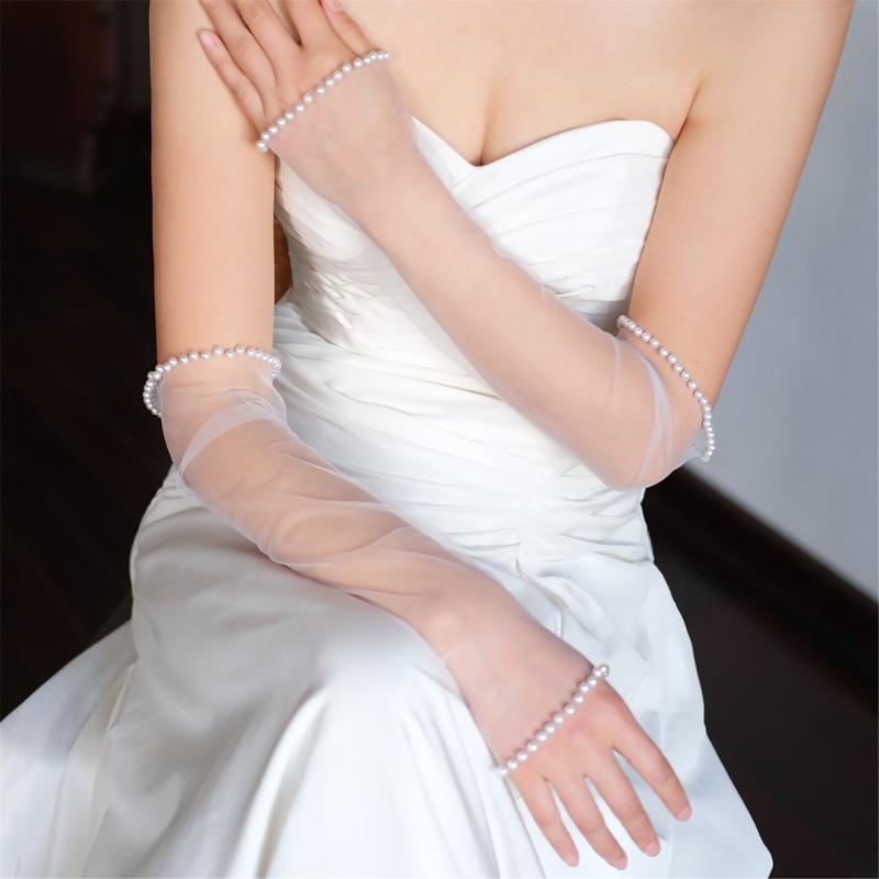 Wedding Pearls Gloves Wedding Gloves Party Supply Bridal Gloves for Concert Fingerless White Gloves