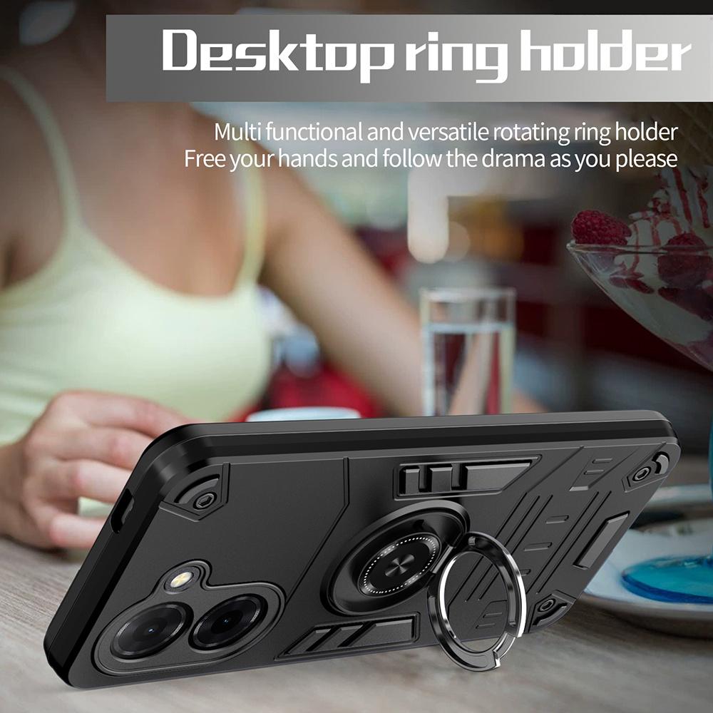 For Xiaomi Redmi A5 4G (171.7mm)/Poco C71 4G Case with Ring Holder Kickstand PC + TPU Anti-Fall Phone Cover