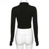 2KWEIRD Casual Y2k Clothes Crop Top Long Sleeve Women Korean Fashion Ribbed Knitted Zipper T-shirts Vintage Streetwear Tops Tees
