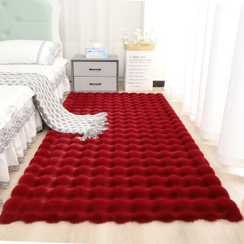 Plush Faux Rabbit Fur Bedroom Rug - Soft Tatami Full Coverage for Girls