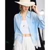 Wudao Women's French Lapel Lace Tencel-Ramie Blouse