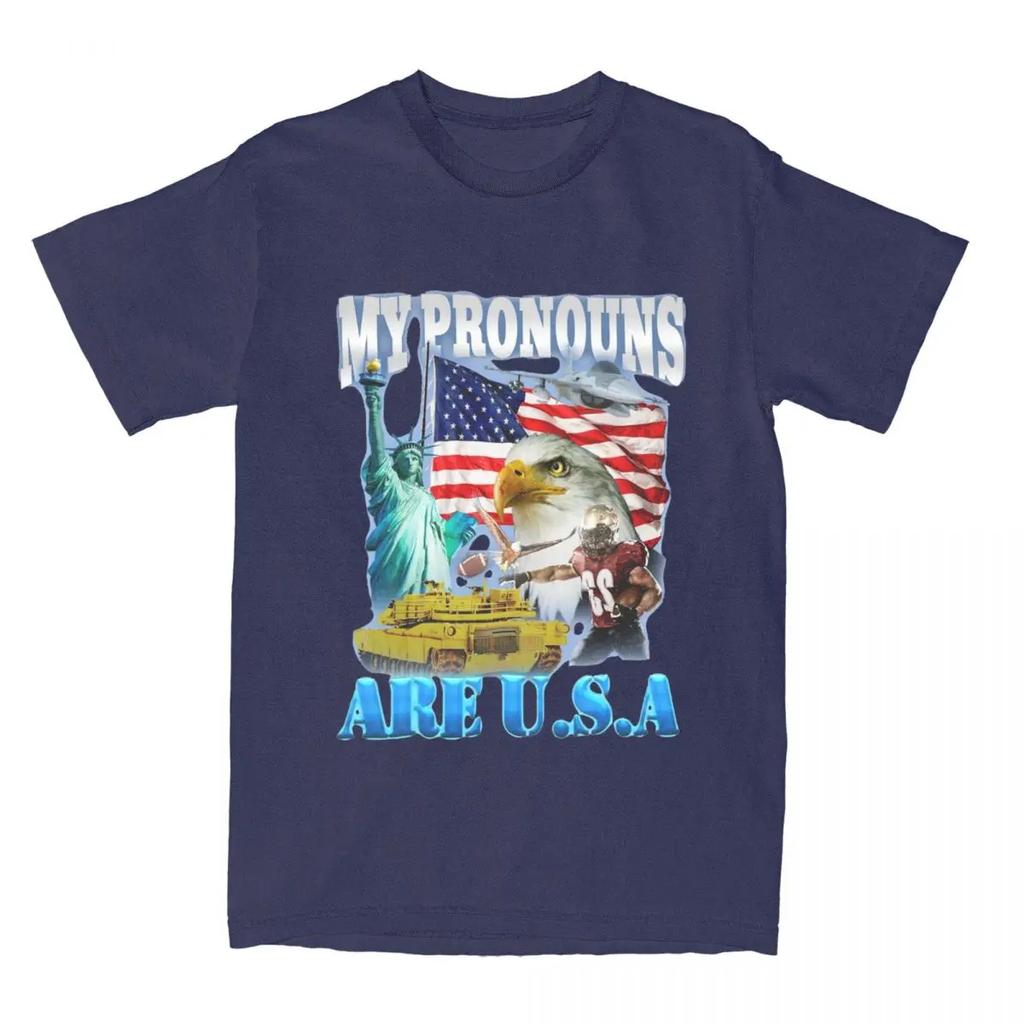 My Pronouns Are USA Funny Meme for Men Women T Shirt United States American Apparel Leisure Tee T-Shirts Cotton Clothes