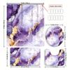 4Pcs Bathroom Shower Curtain Set Purple Golden Pattern Bathroom Curtain With 12 Hooks Non Slip Rugs Toilet Cover Mat Bathroom Partition