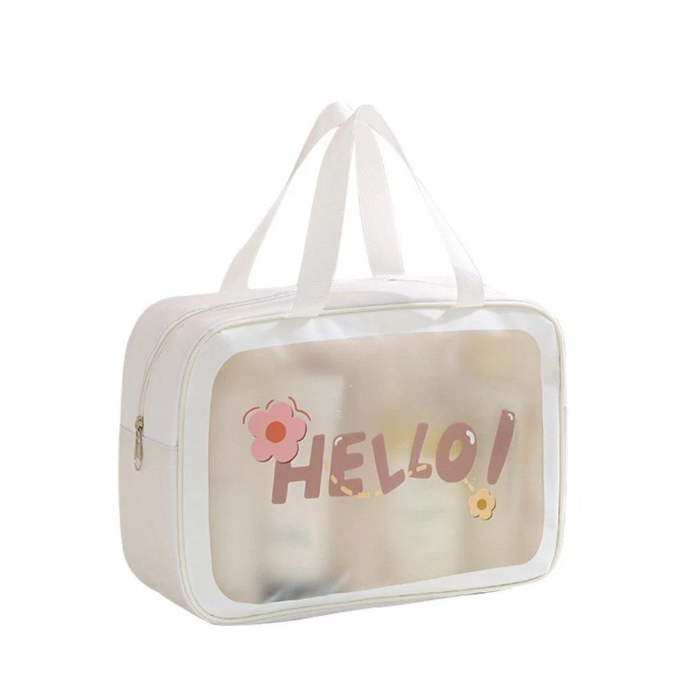 Cute PVC Cartoon Cosmetic Bag Large Capacity Swimming Beach Bag Toiletry Storage Bag Translucent Waterproof Travel Makeup Bag