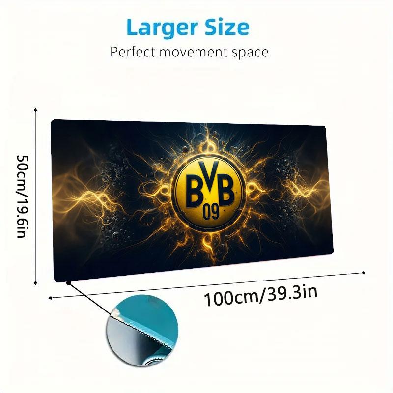 Borussia Großes Mauspad Große Gaming-Tischunterlage Rutschfest Laptop Tablet Großes Mauspad XXL Matte Mini-PC Spielmatte Mit Verriegeltem Rand