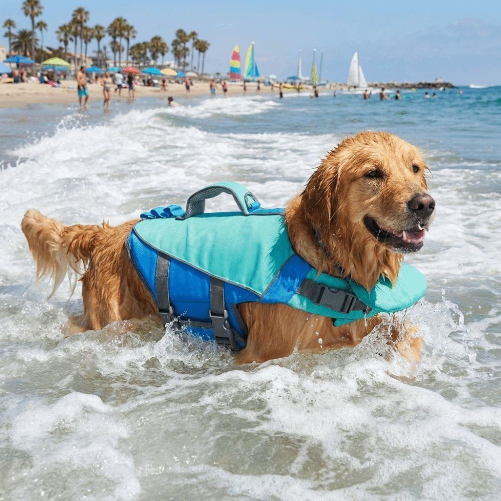 Large Buoyancy Pet Life Vest Reflective Stripes Dog Swimsuit Dog Life Jacket  Boating Safety