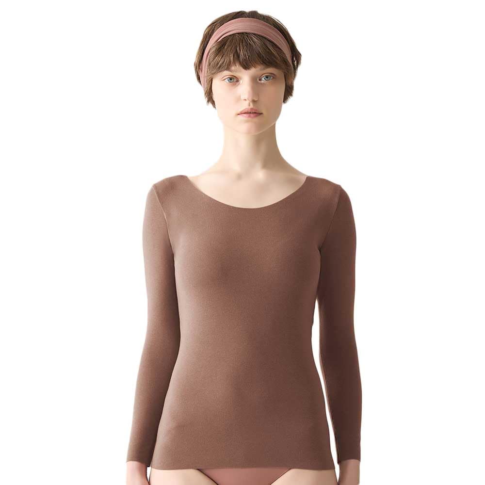 Gunze CALME Wool 3D Beautiful É (TC2646P) Long-Sleeved Innerwear, Blend, Warm, Silhouette, Waistline, Non-Slip Cut-Off