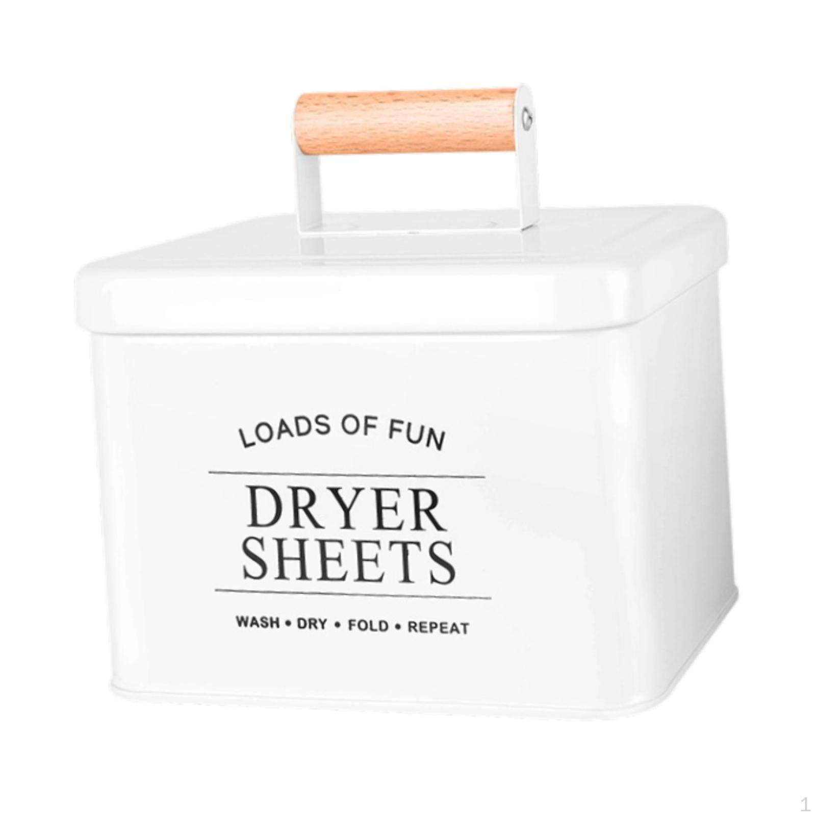 

Dryer Sheet Container Holder Modern Wooden Handle Storage Bin Decor Laundry Pod білий