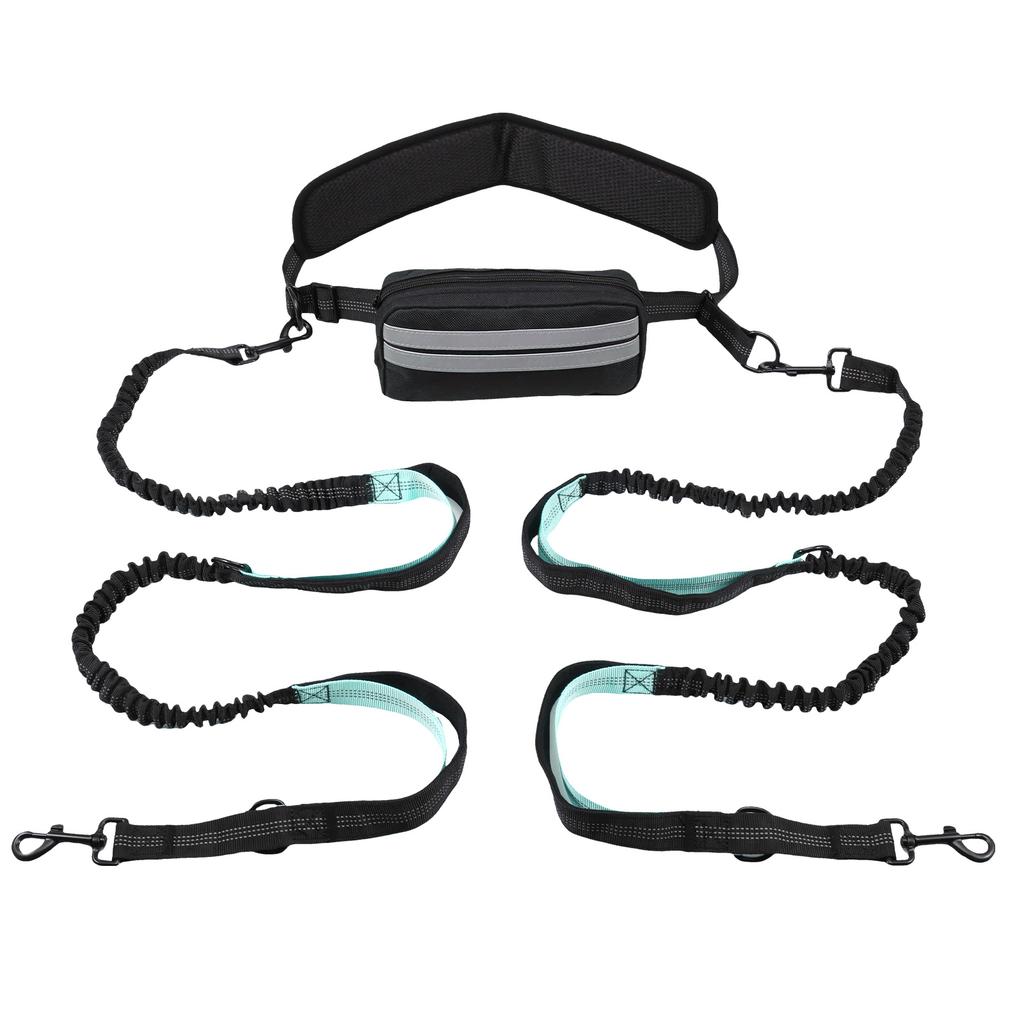 Hands Free Dog Leash Reflective Leash with Waist Bag Retractable Elastic Belt Dog Traction Rope for Running Walking Pet Products