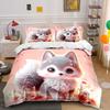 Adorable Fox-Themed Pink Floral Set Exquisite Three-Piece Bedding Set Gift For Kids And Adults