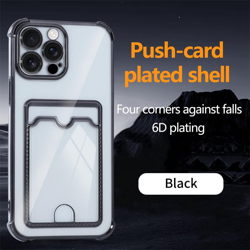 Luxury Shockproof Phone Case For iPhone 16e 16 15 14 Pro Max 13 12 mini 11 Xs XR 7 8 Plus SE Transparent Card Slot Bag Cover